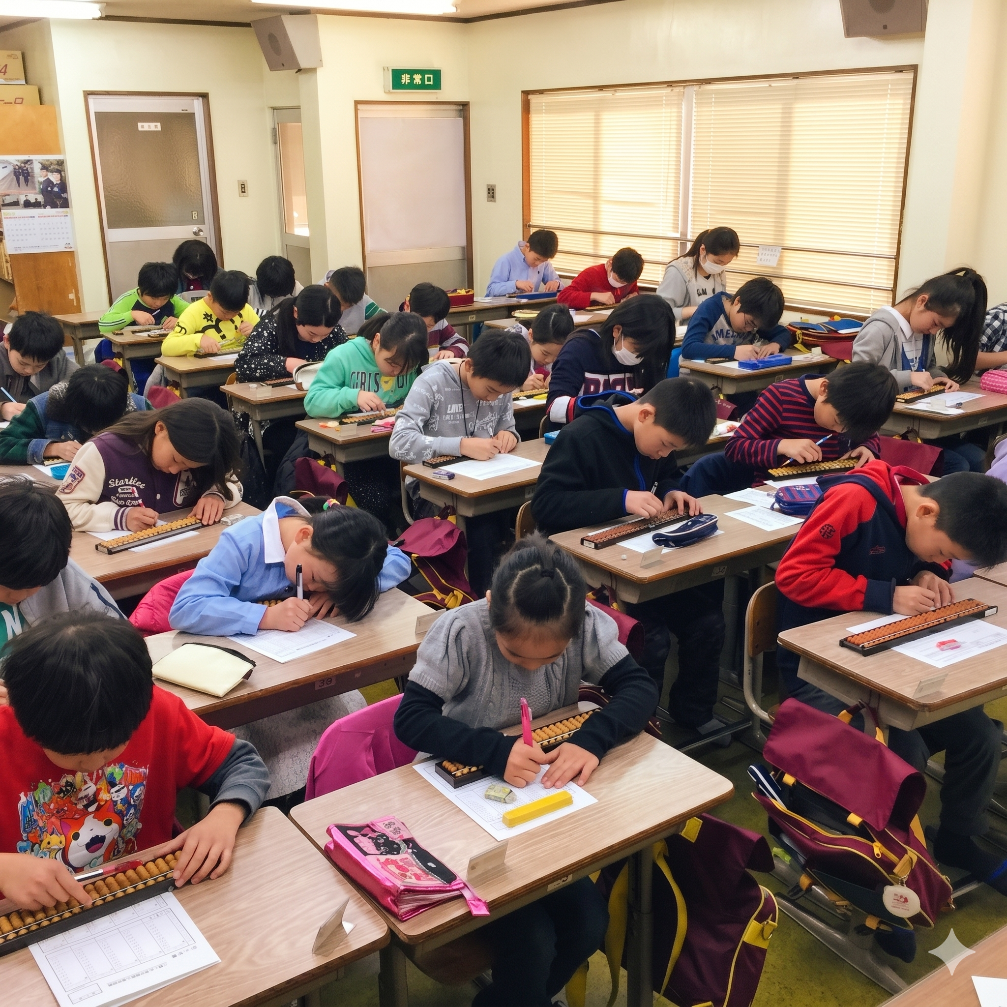 上田珠算学校 本校 教室内